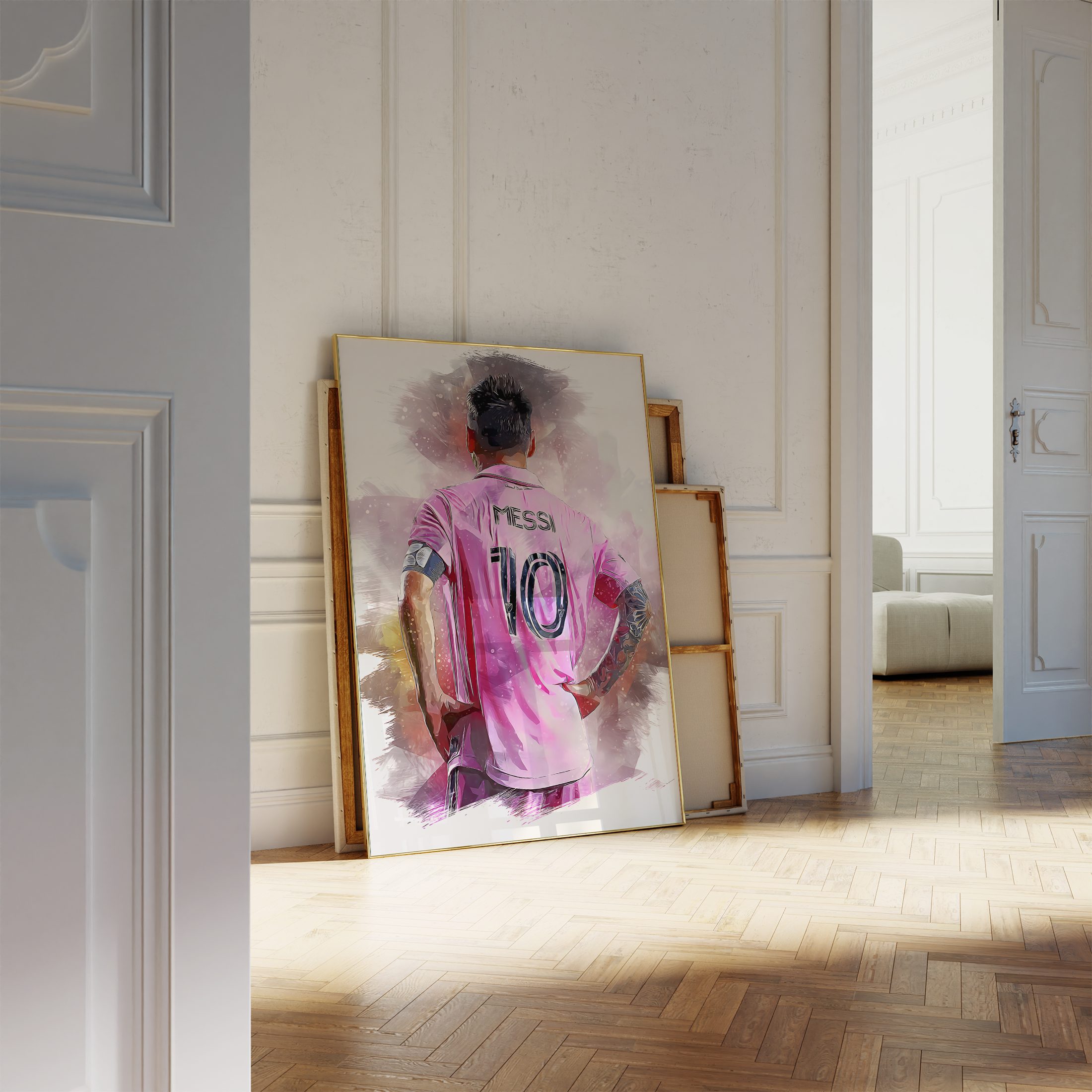 JUSTGOODMOOD Poster ® Lionel Messi · ohne Fußball 10 Rahmen Poster Miami · Inter
