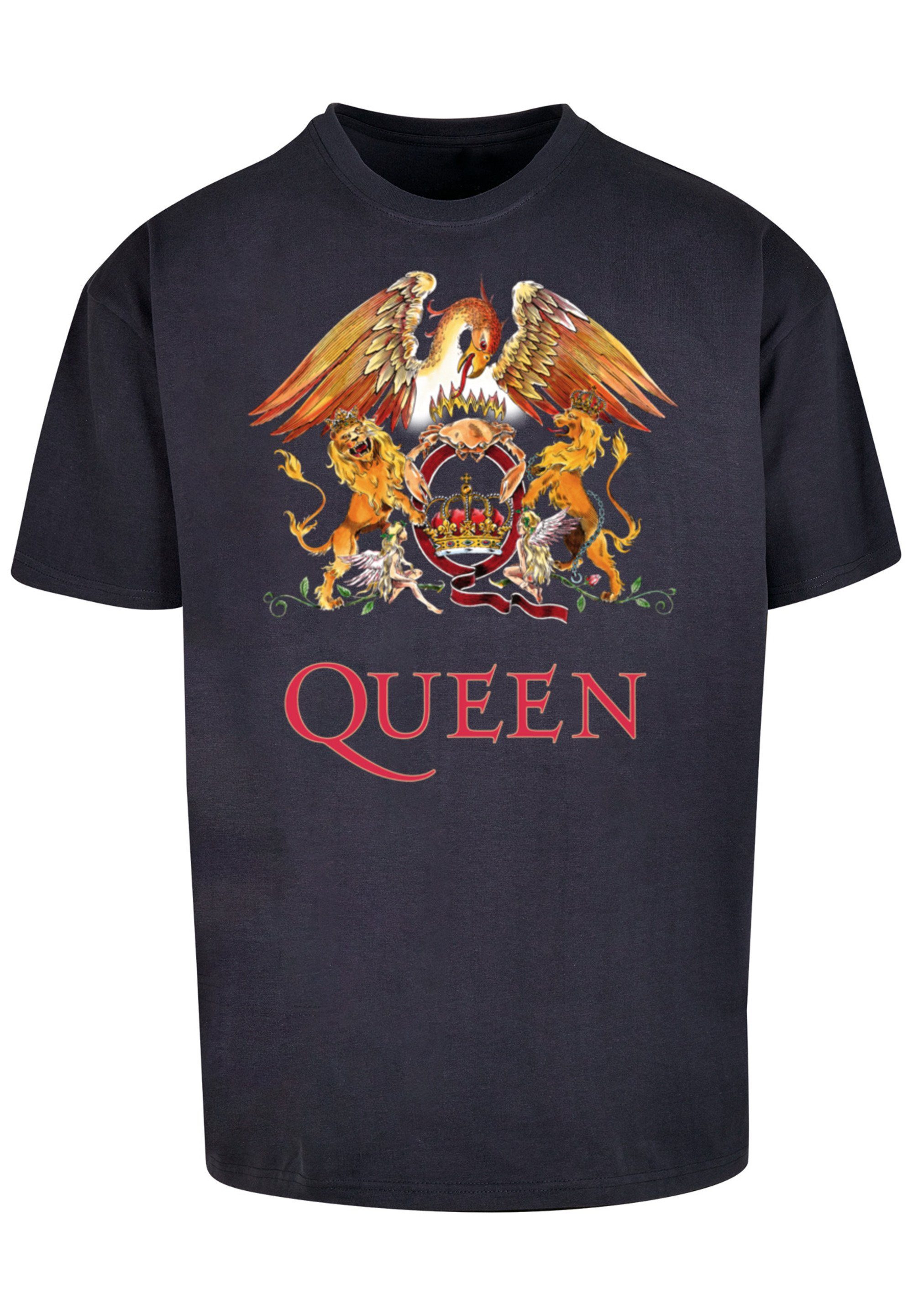 Queen Black Rockband Print navy T-Shirt Crest Classic F4NT4STIC