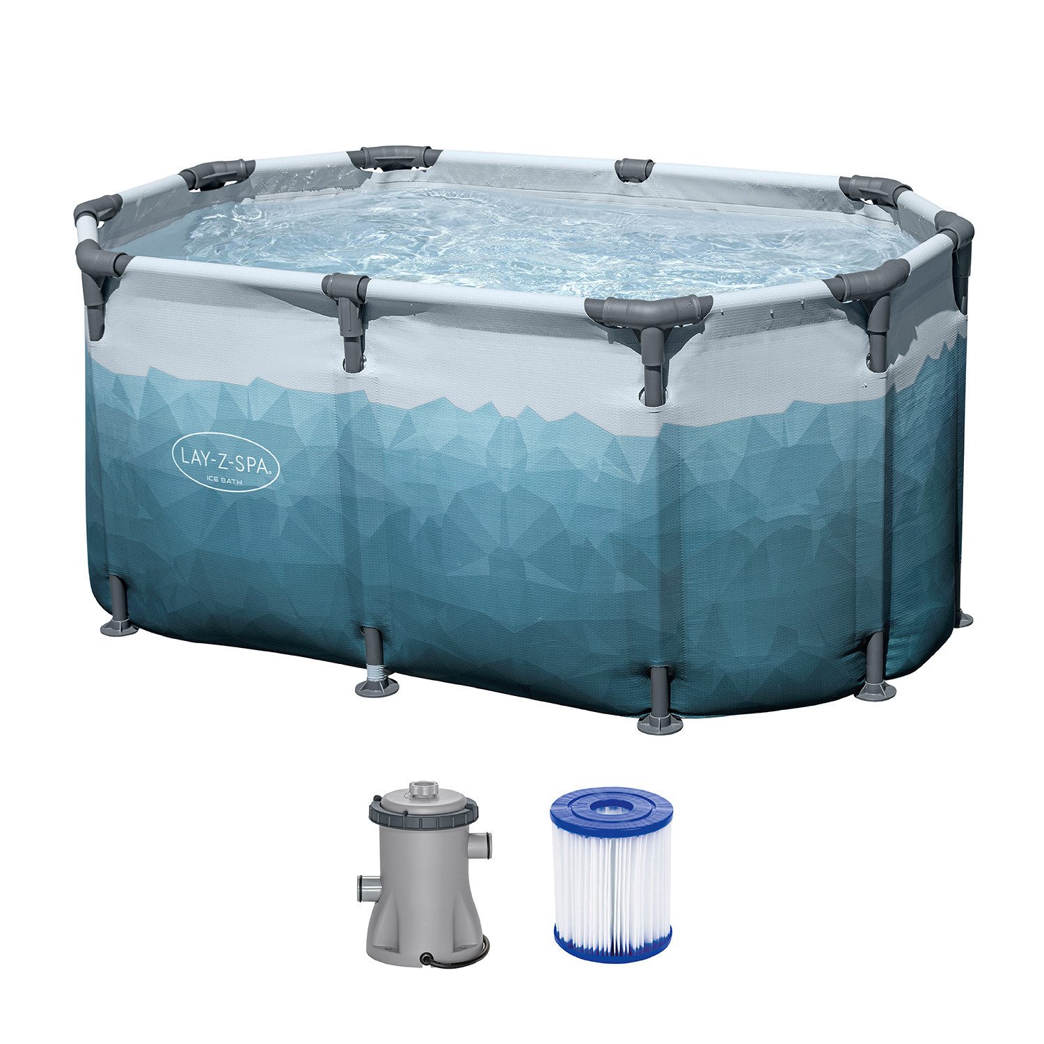 Bestway Pool LAY-Z-SPA® Eisbad Glacial Dip™ (Set, Inkl. Filterpumpe, Abdeckplane), 150 x 90 x 65 cm