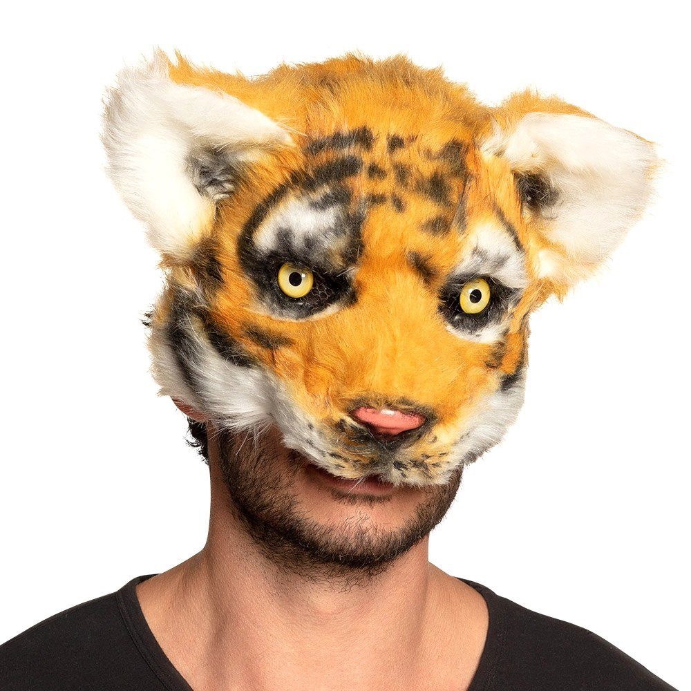 Boland Verkleidungsmaske Tiger Halbmaske aus Plüsch, Bezaubernde Plüschmaske im Stil eines Kuscheltiers