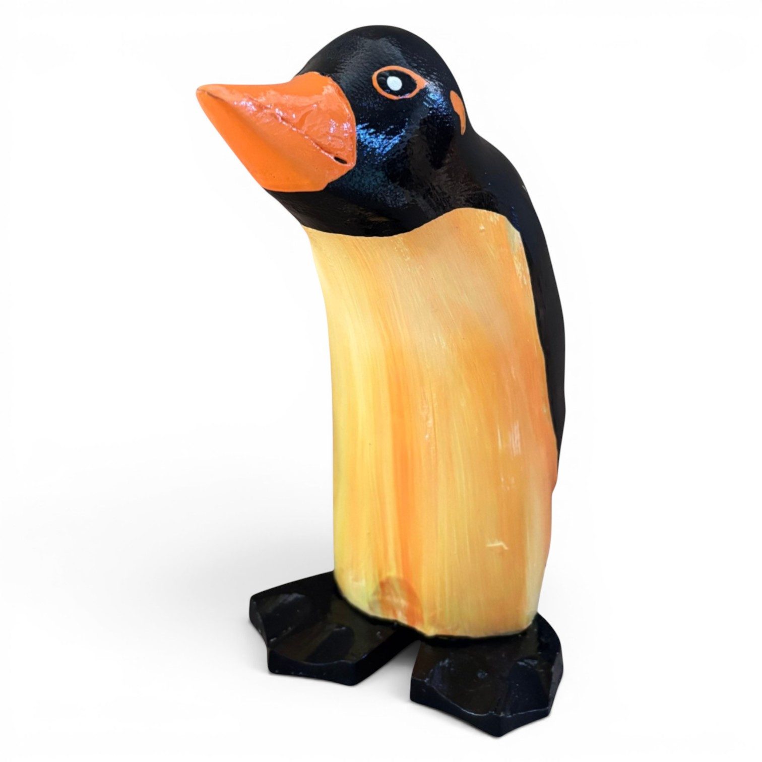 Kinaree Dekofigur Deko Pinguin Bambus-Wurzel handbemalt Indonesien Tierfigur, Handgefertigt auf Bali, handbemalt, jedes Stück ein Unikat