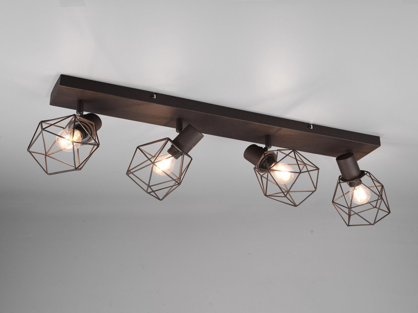 meineWunschleuchte Deckenspots, ohne Leuchtmittel, Decken-lampe Industrie-Design mit 4x Draht Lampen-schirm, Breite 70cm