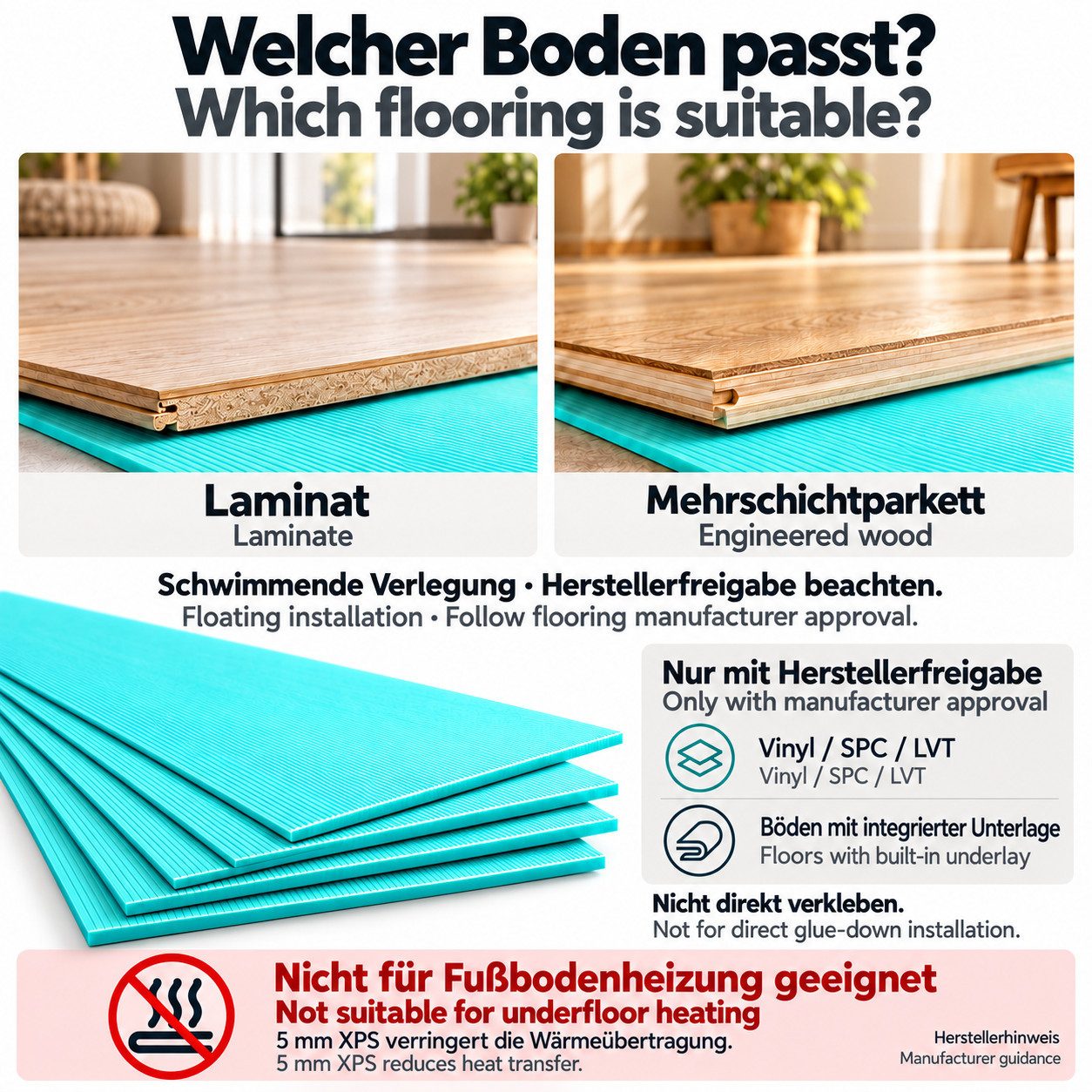 IKHEMalarka Dämmunterlage Unterlage Fußboden Bodenplatten Dämmunterlagen, (60-St), 5mm - 30qm - 60 Stück Trittschalldämmung Dämmung – Bild 3 von 5