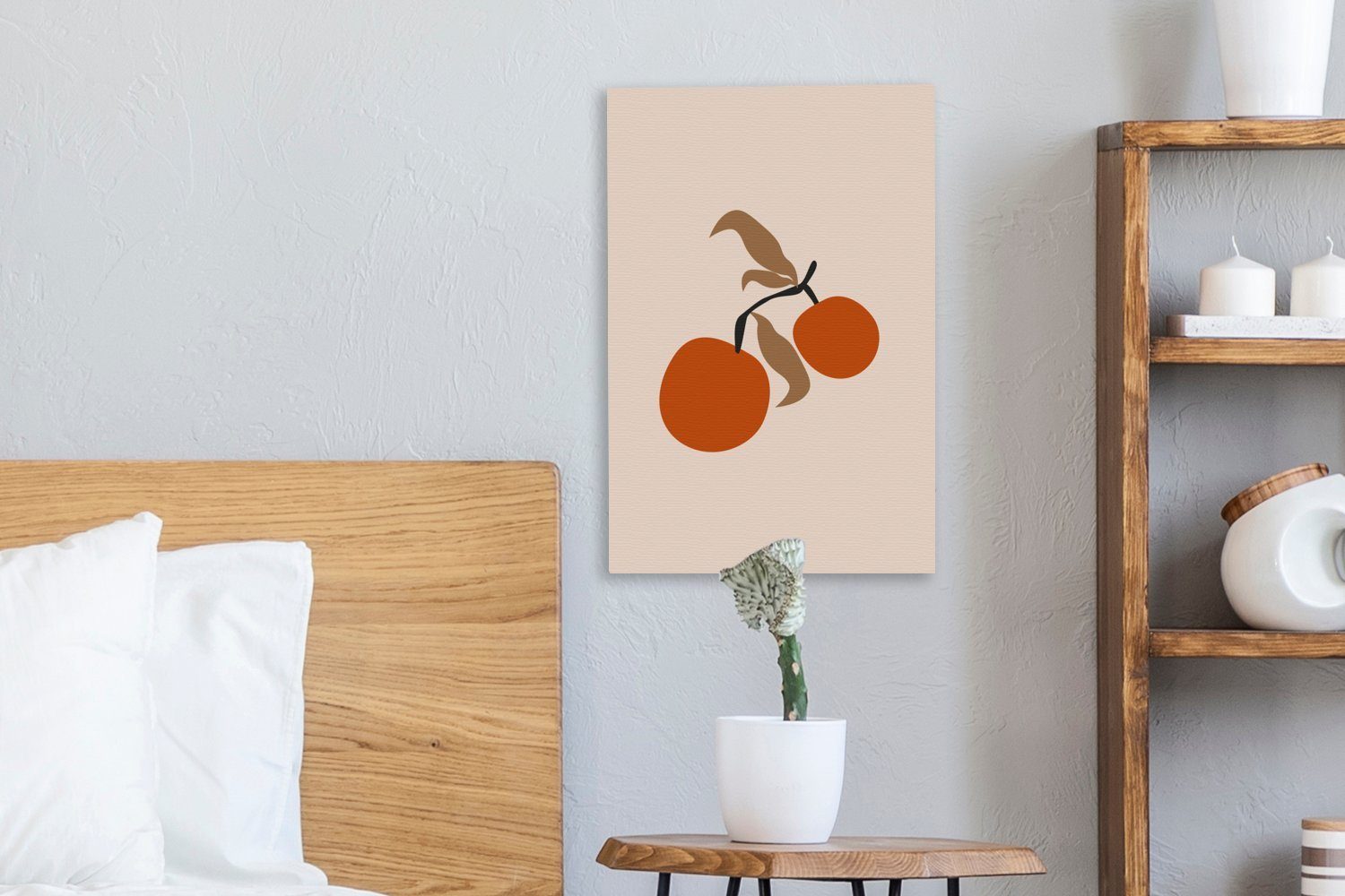OneMillionCanvasses® Leinwandbild fertig Sommer bespannt Gemälde, - 20x30 Zackenaufhänger, Leinwandbild Äpfel St), (1 - cm inkl. Rosa