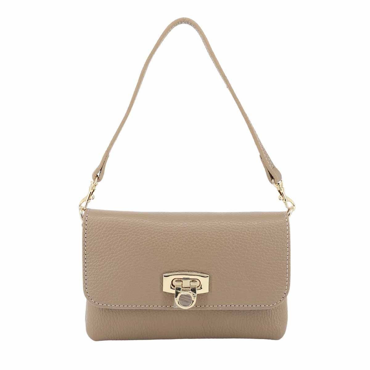 ITALYSHOP24 Schultertasche Made in Italy Damen Leder Tasche Mini Bag Ketten Crossbody Handytasche, Überschlagtasche Clutch Abendtasche Smartphone Handtasche CrossOver