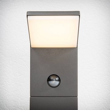 Lucande Pollerleuchte Nevio, LED-Leuchtmittel fest verbaut, warmweiß, Modern, Aluminium, Kunststoff, grafitgrau, weiß, 1 flammig, inkl.