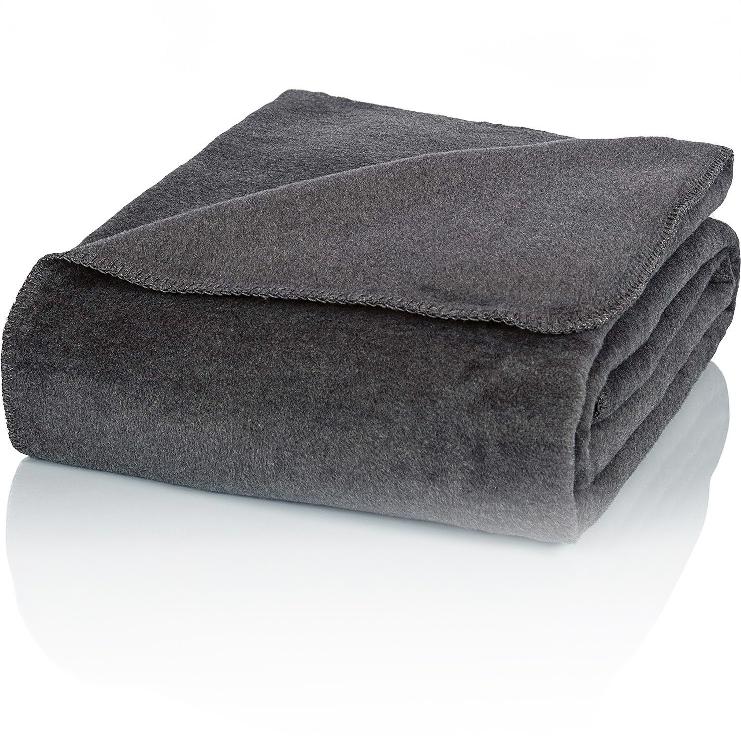 Wolldecke U1A Kuscheldecke Baumwolle, Grau Uni, 130x170cm Sofadecke warm weich, Glart