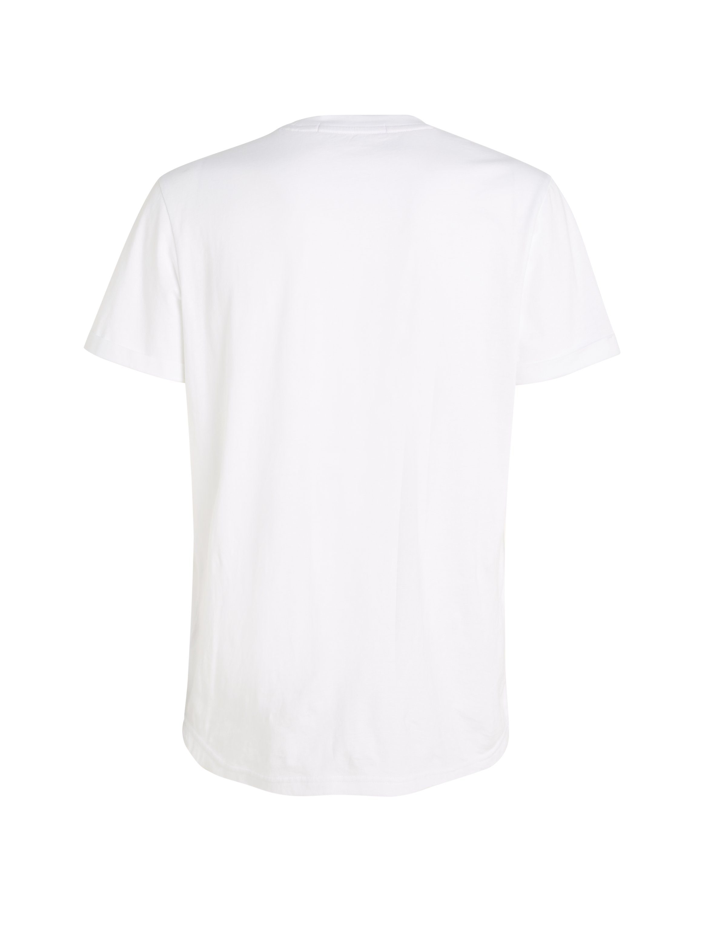 mit UP Jeans TURN Klein Calvin Logopatch T-Shirt SLEEVE weiß BADGE