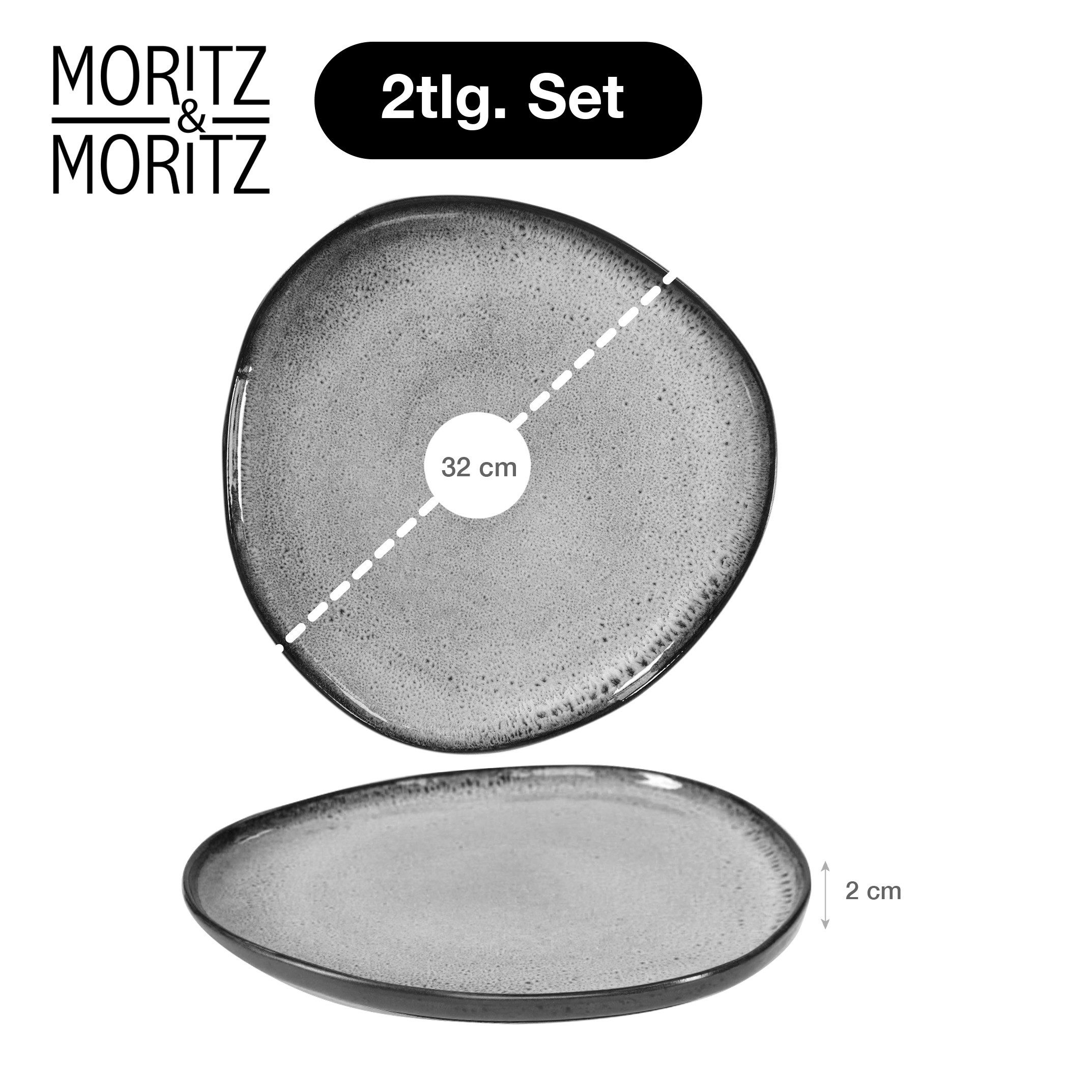 Moritz & Moritz Servierplatte ORGANIC Servierplatte 2er - Grau, (Set, 2-tlg., Set), Spülmaschinengeeignet