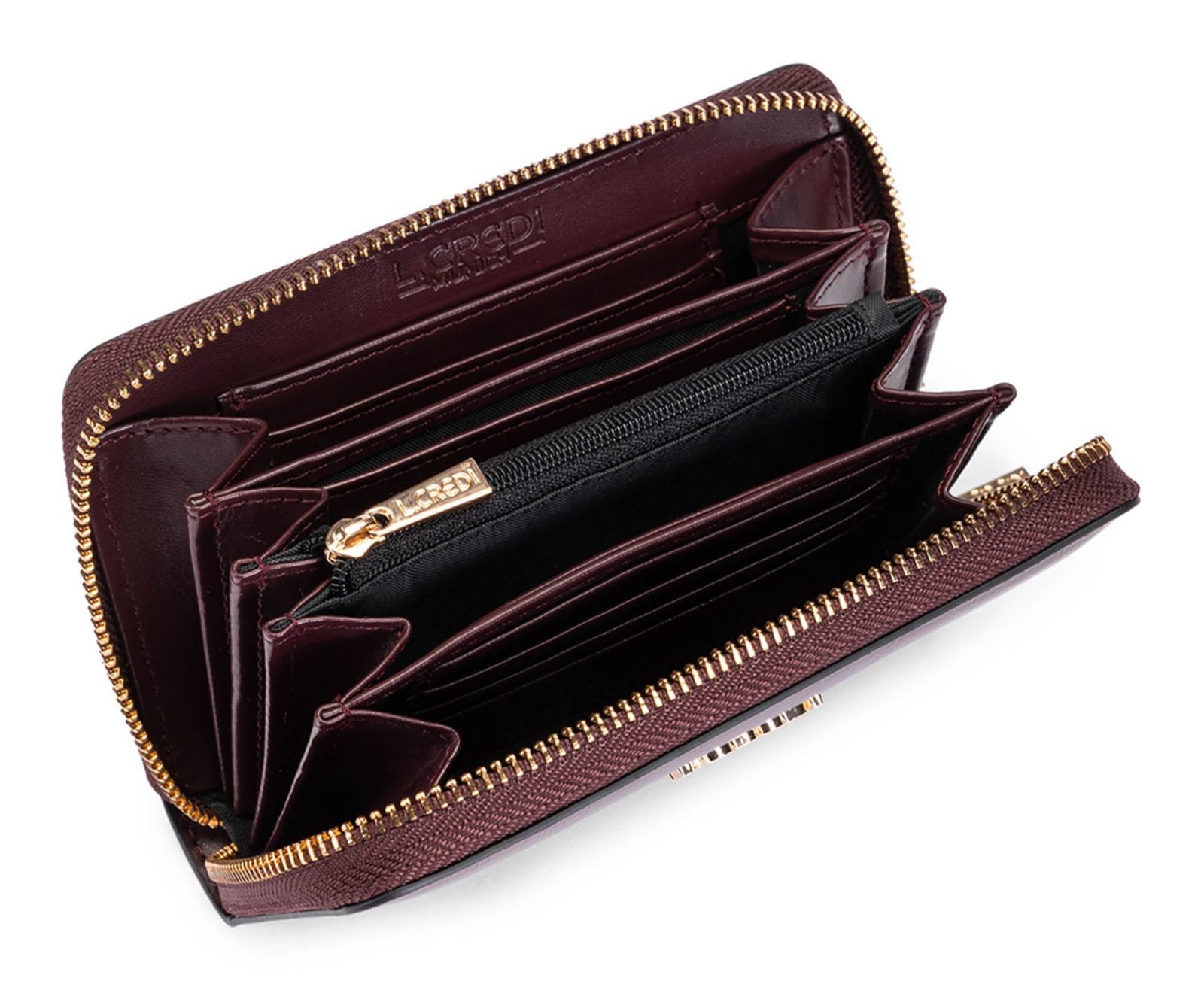 L. CREDI Geldbörse Zip Around Wallet, mit RFID-Blocker Schutz