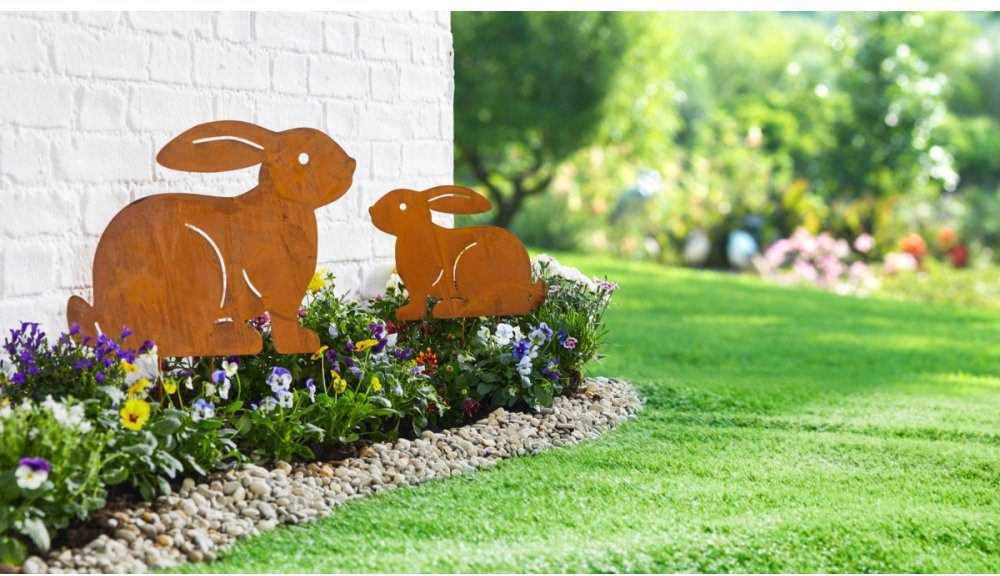 Gartenstecker »Hasen« (Set, 2-St) aus Metall, im Rost-Look, Höhe ca. 38 cm + 53 cm-HomeTrends