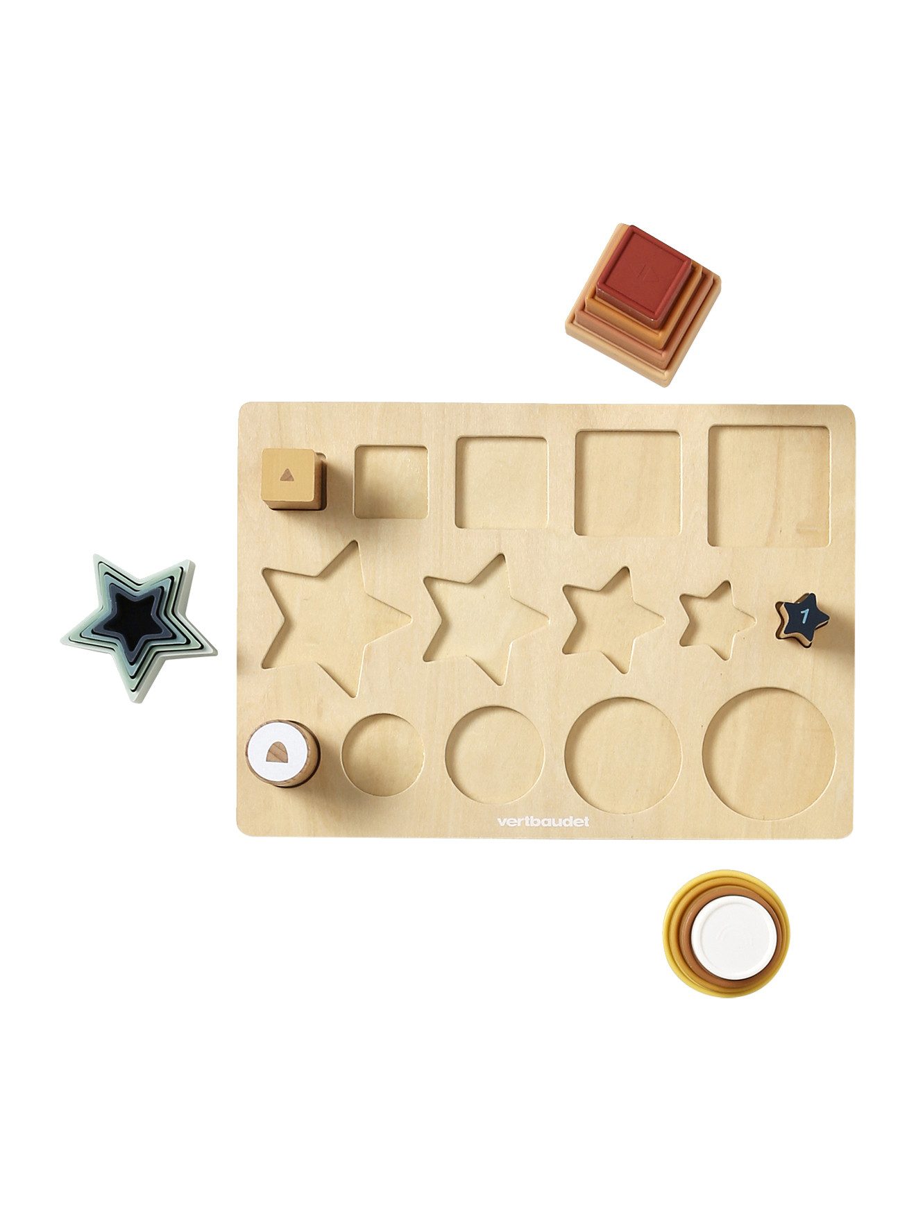vertbaudet Lernspielzeug Baby Formen-Puzzle, Silikon/Holz FSC® günstig online kaufen