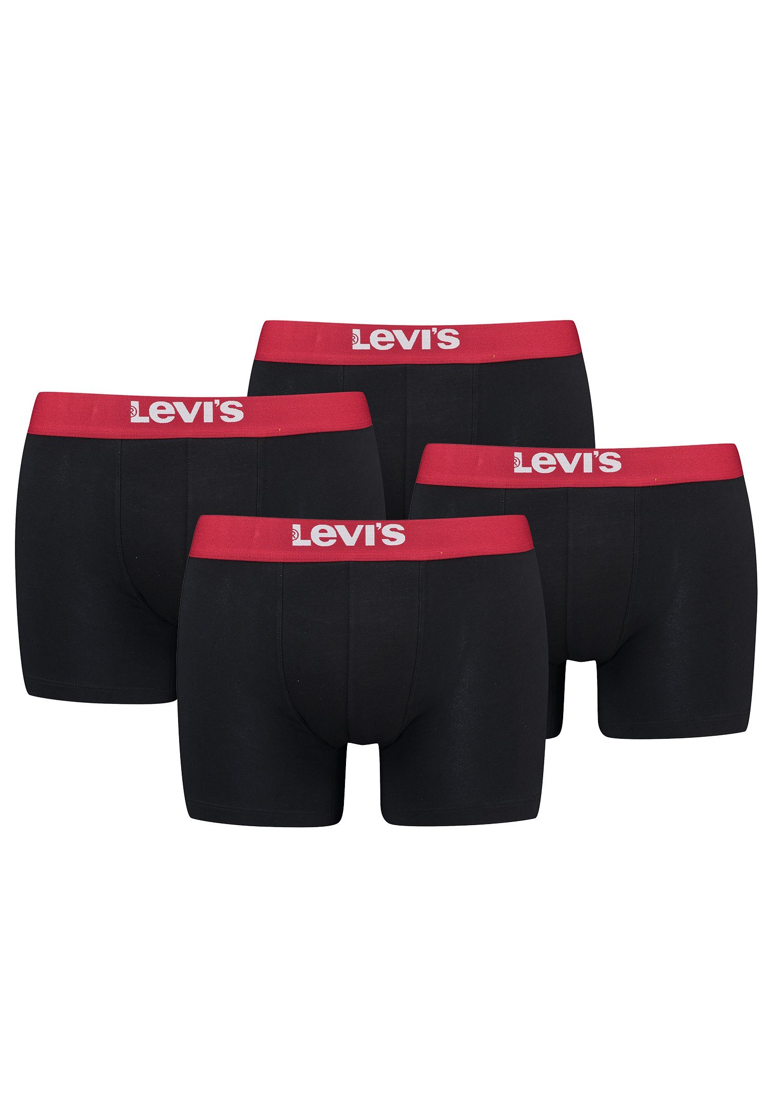 Levi's® Boxershorts MEN SOLID BASIC BOXER BRIEF ORGANIC CO 4er Pack (Set, 4-St., 4er-Pack) Black/Red