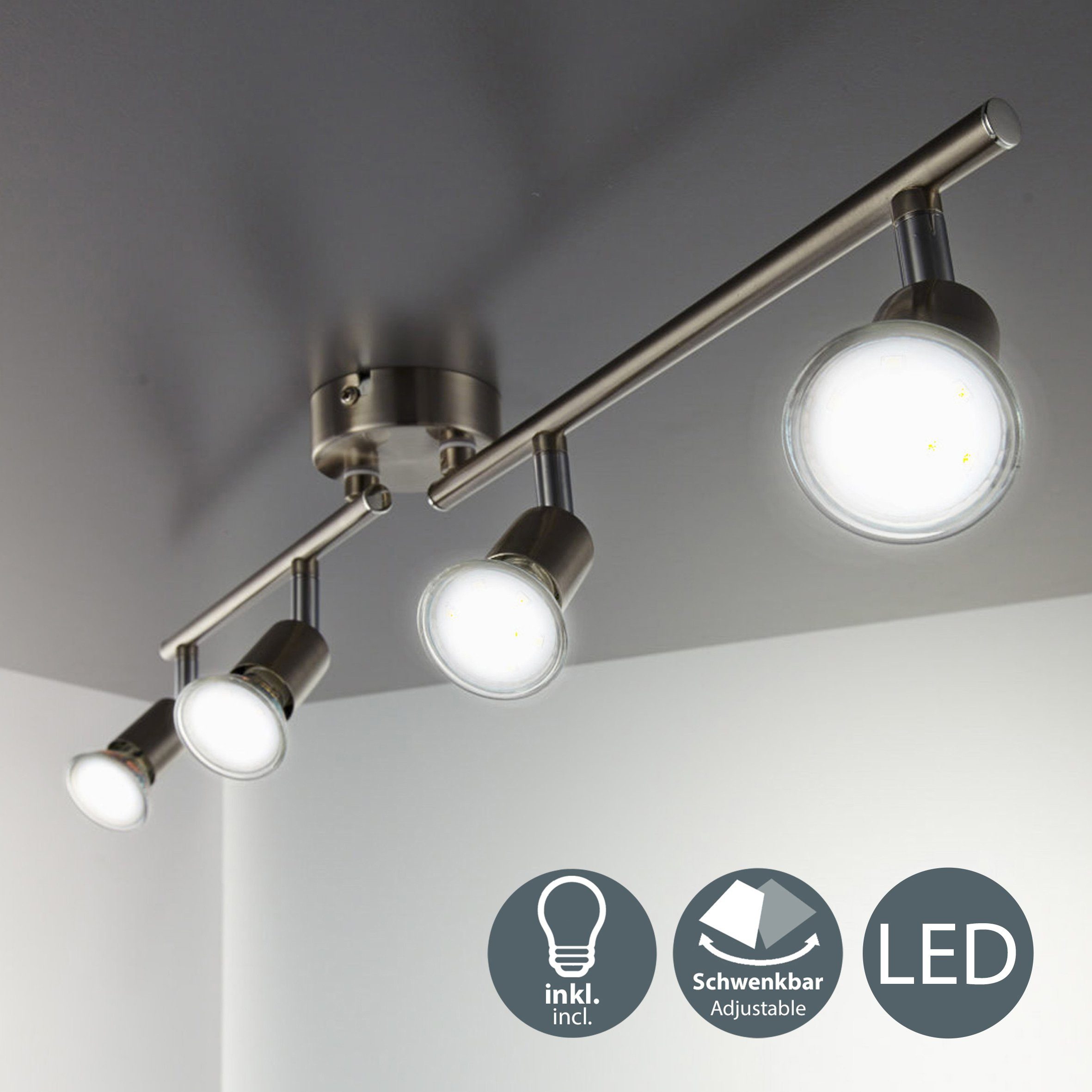 B.K.Licht LED Deckenspots, Leuchtmittel Strahler GU10 schwenkbar, wechselbar, 3W x Deckenleuchte, Inkl. Leuchtmittel Warmweiß, LED 4