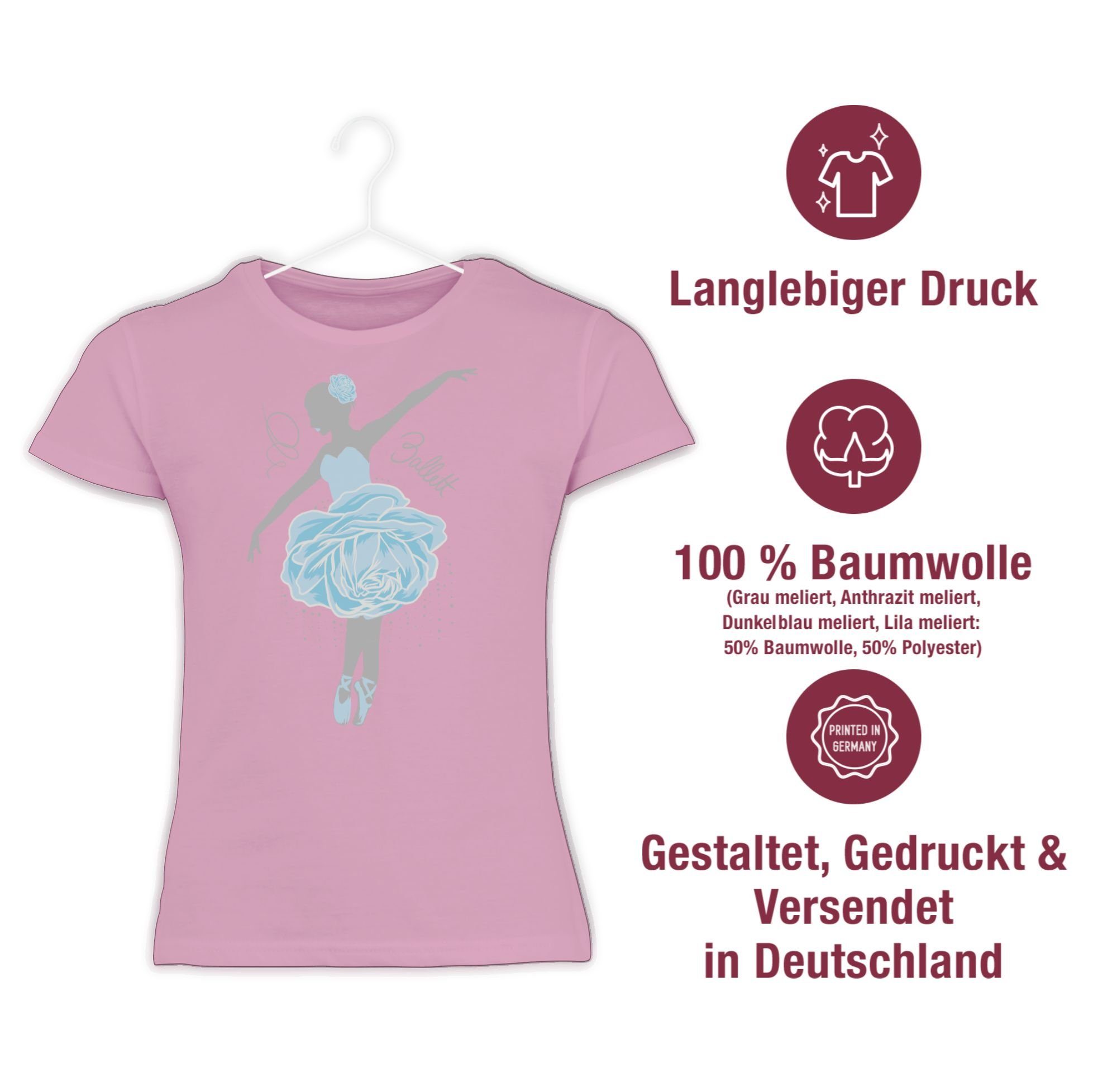 Shirtracer T-Shirt Ballerina - grau/blau Kinder Sport Kleidung