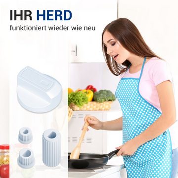 VIOKS Schalter Drehschalter 38 mmØ weiß, mit Adaptern 16-teilig für Kochfeld Herd Backofen