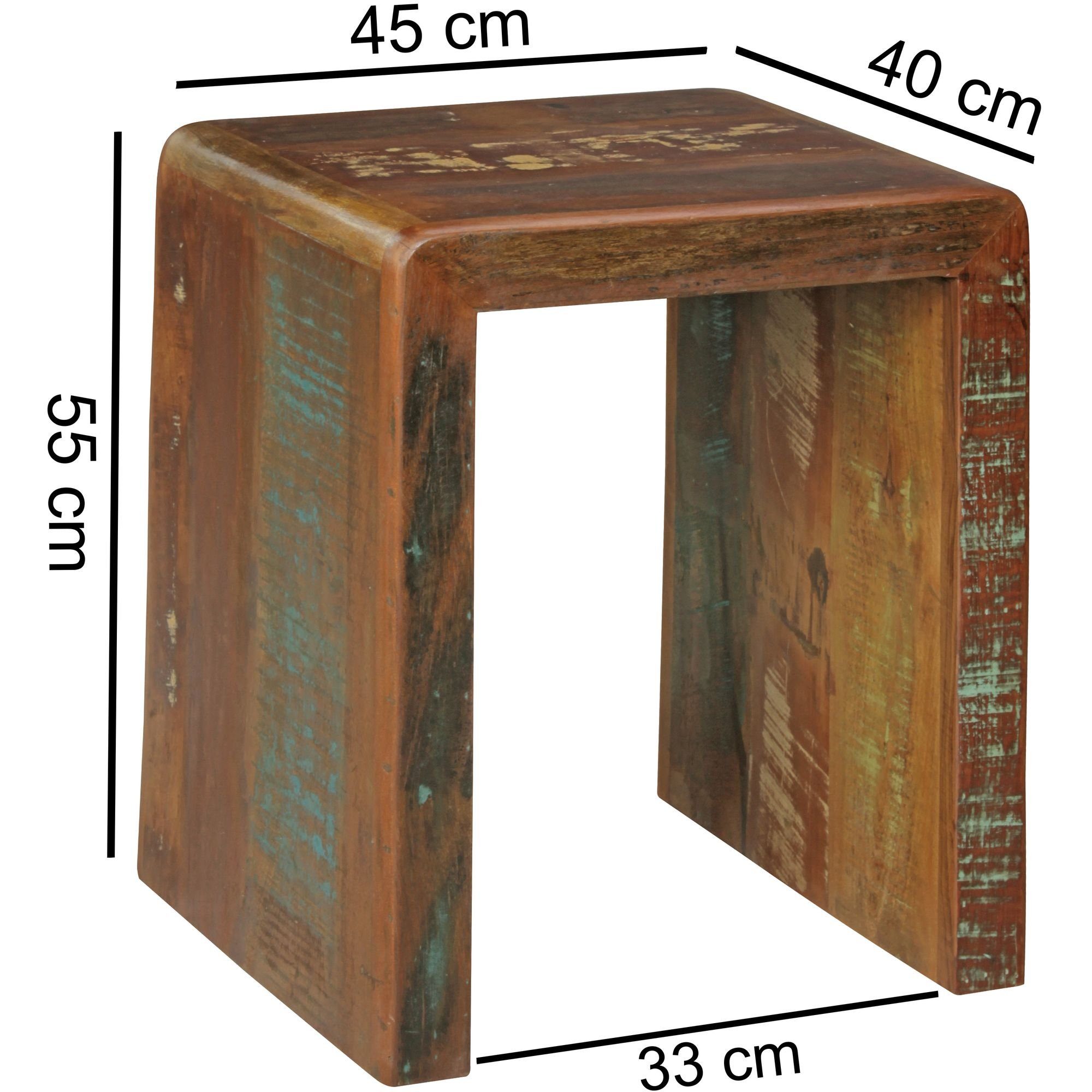 Tisch), Kleiner Mango Chic Beistelltisch Wohnzimmertisch, FB45302 Sofatisch Massivholz Shabby Nachttisch (45x40x55 cm FINEBUY