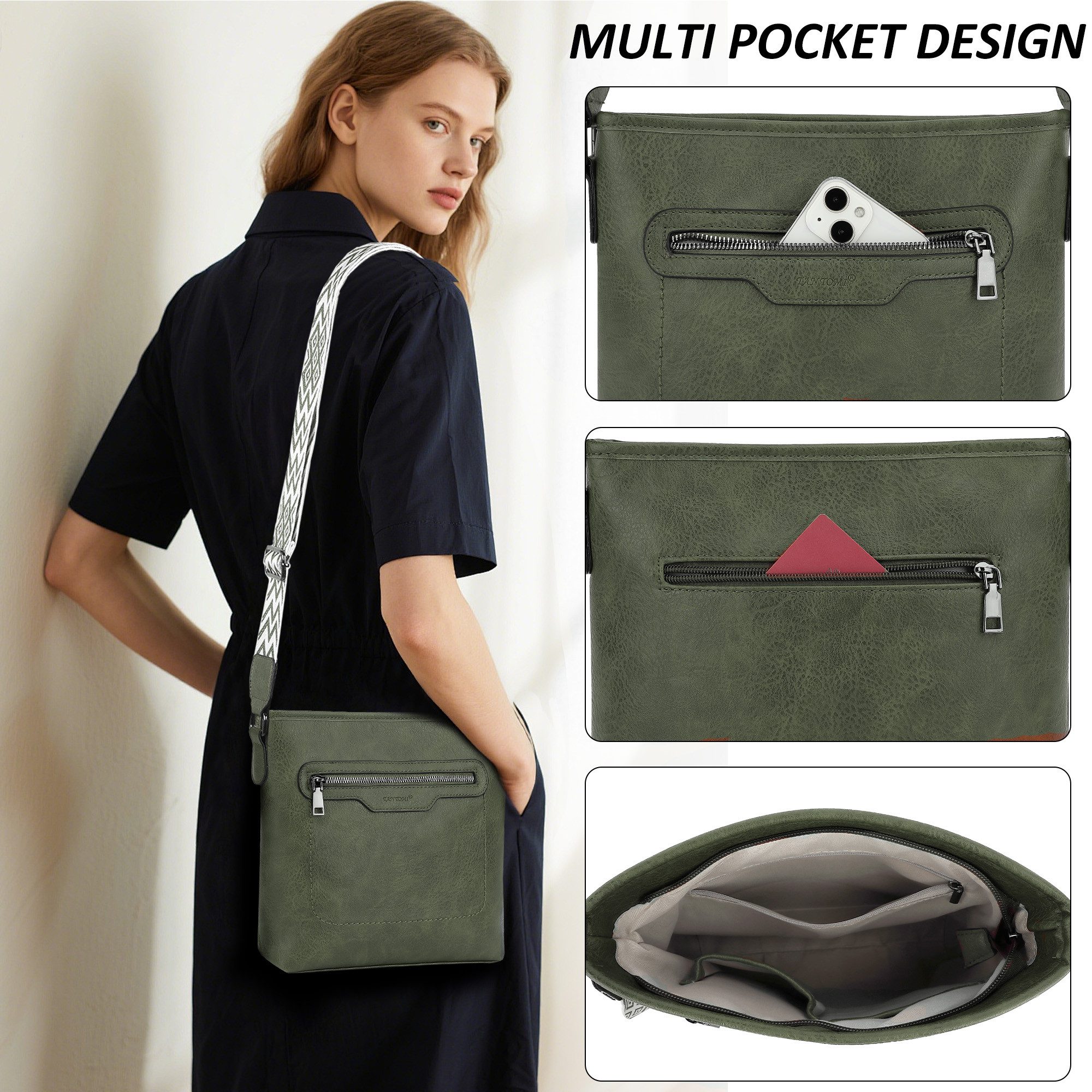 TAN.TOMI Schultertasche Henkeltasche für Damen Modische Umhängetasche Crossbody Bag, Multi-Taschen-Design, Gesäßtasche, verstellbare Schultergurte