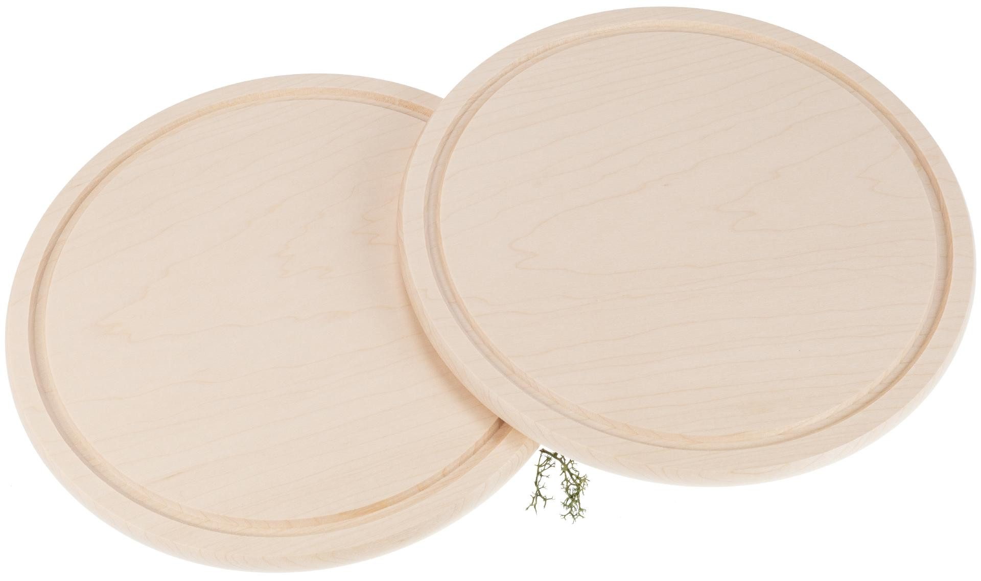 Holz Frank Frühstücksbrett Runde Schneidebretter mit Saftrille aus FSC® Ahorn Holz Ø 26 cm, Holz