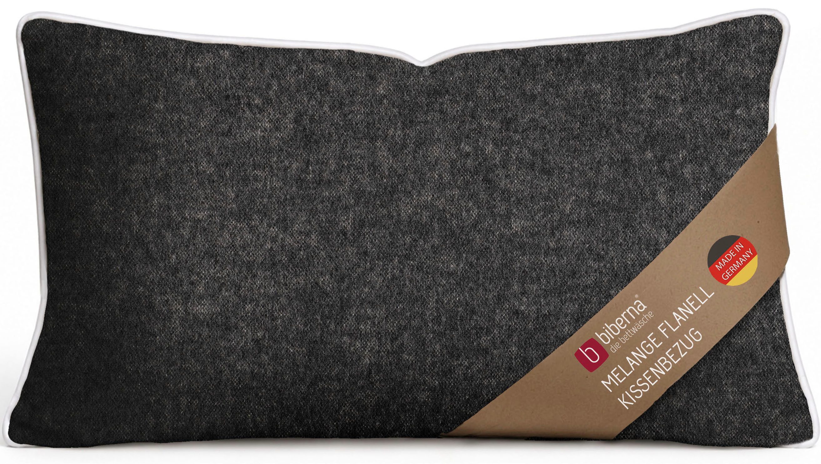 Biberna Kissenbezug 0840500 HERMAL Premium Biber Melange-Flanell 100% Baumwolle, (1 Stück), Kissenhülle, wärmend & weich, Reißverschluss, Satinpaspel
