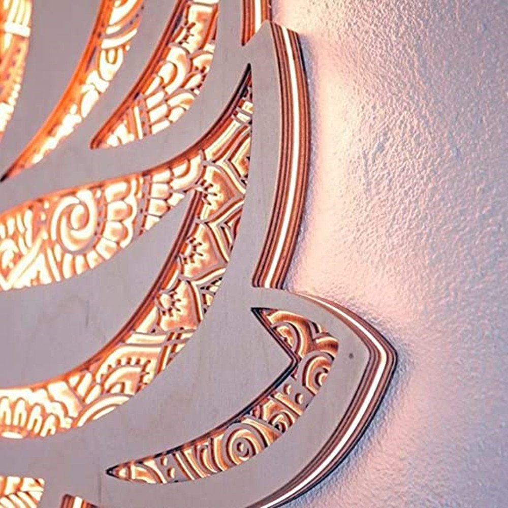 Lighting Ambient Dekoratives XDOVET Yoga Home Lotus Licht,7 Farbenfrohe LED, Licht Lichterkette -Leuchten Mandala Lampe Dekorativer Nachtlicht,Hölzernes 2