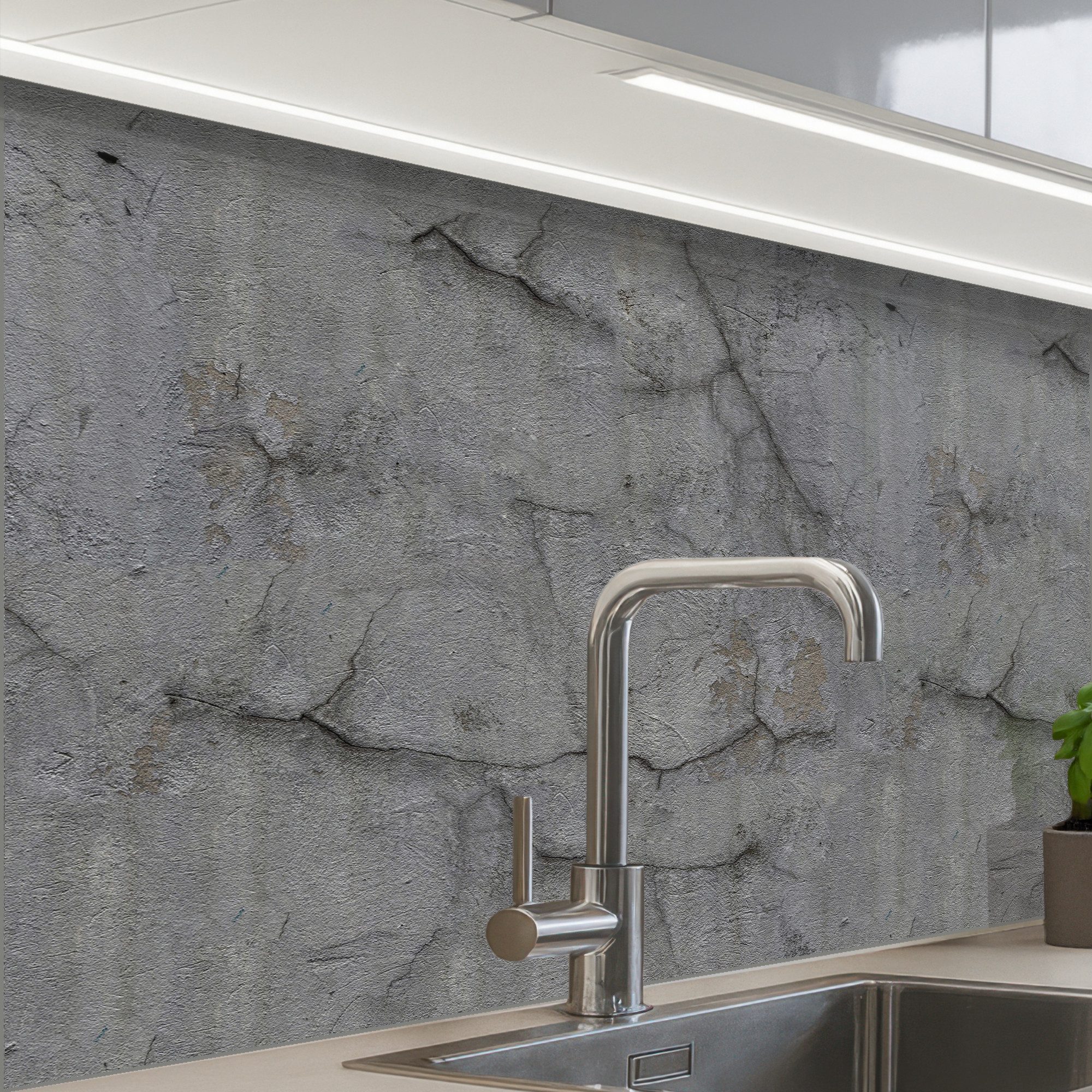 KitchenYeah Küchenrückwand Muster selbstklebend (keine Folie) Alt - Beton - Wand, (1-tlg), Spritzschutz, Küche, Rückwand, Küchenwand, Küchenfront, 30x20 cm