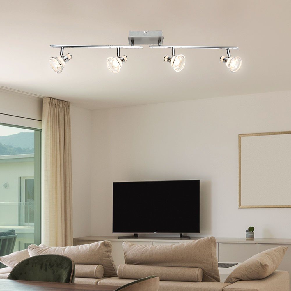 Globo LED Deckenleuchte, LED-Leuchtmittel Spotleiste Deckenleuchte fest Wohnzimmerlampe Warmweiß, verbaut, schwenkbar