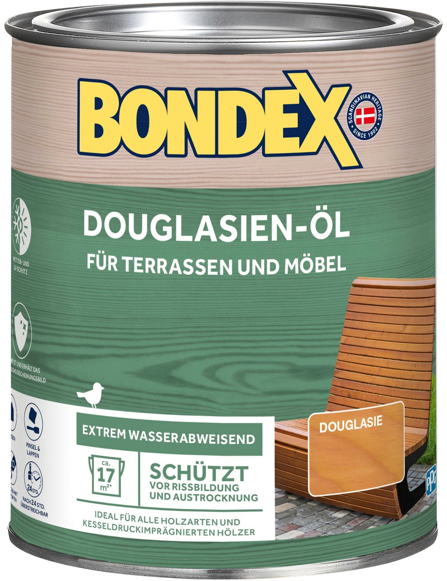 Holzöl für wasserabweisend Terrassen & Möbel, Bondex extrem DOUGLASIEN-ÖL,