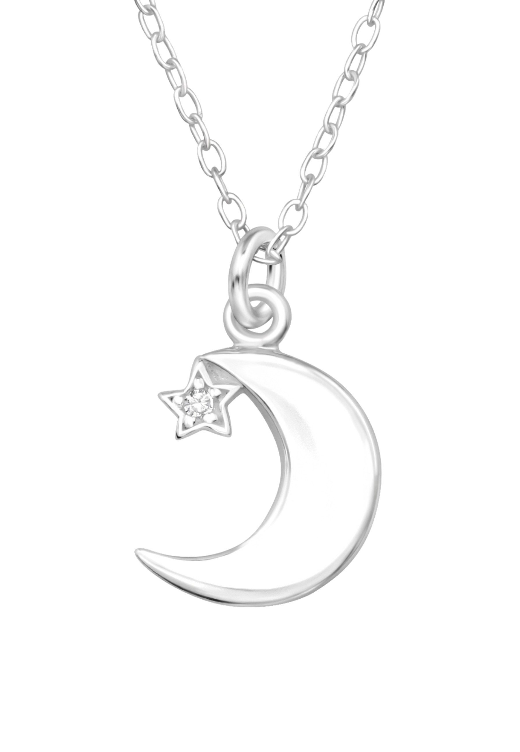 Diademita Collier Sterling Silber Halskette Mond mit Stern und Zirkonia (Set)