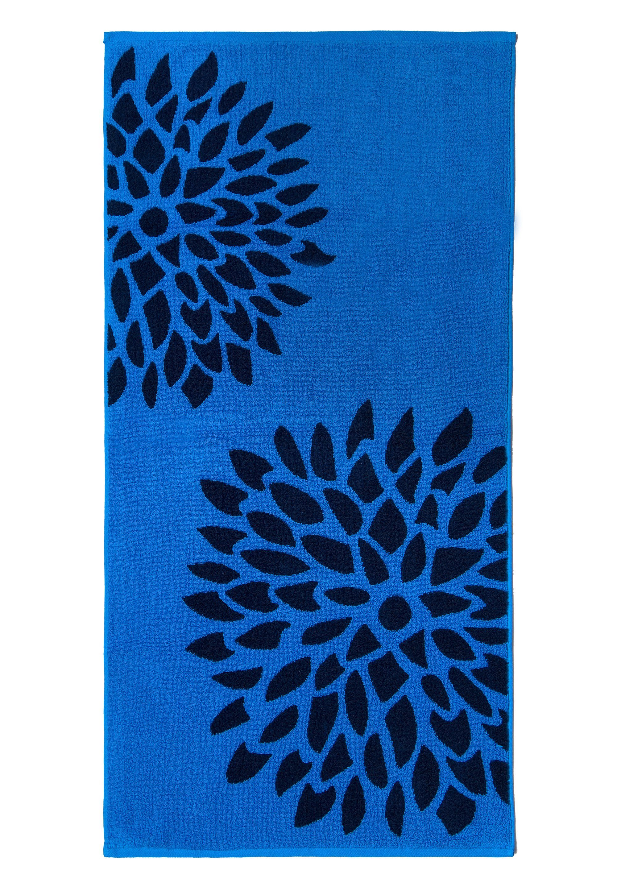 grace grand spa Duschtuch Dahlie, (1-St), mit schönem Blumenmuster royalblau