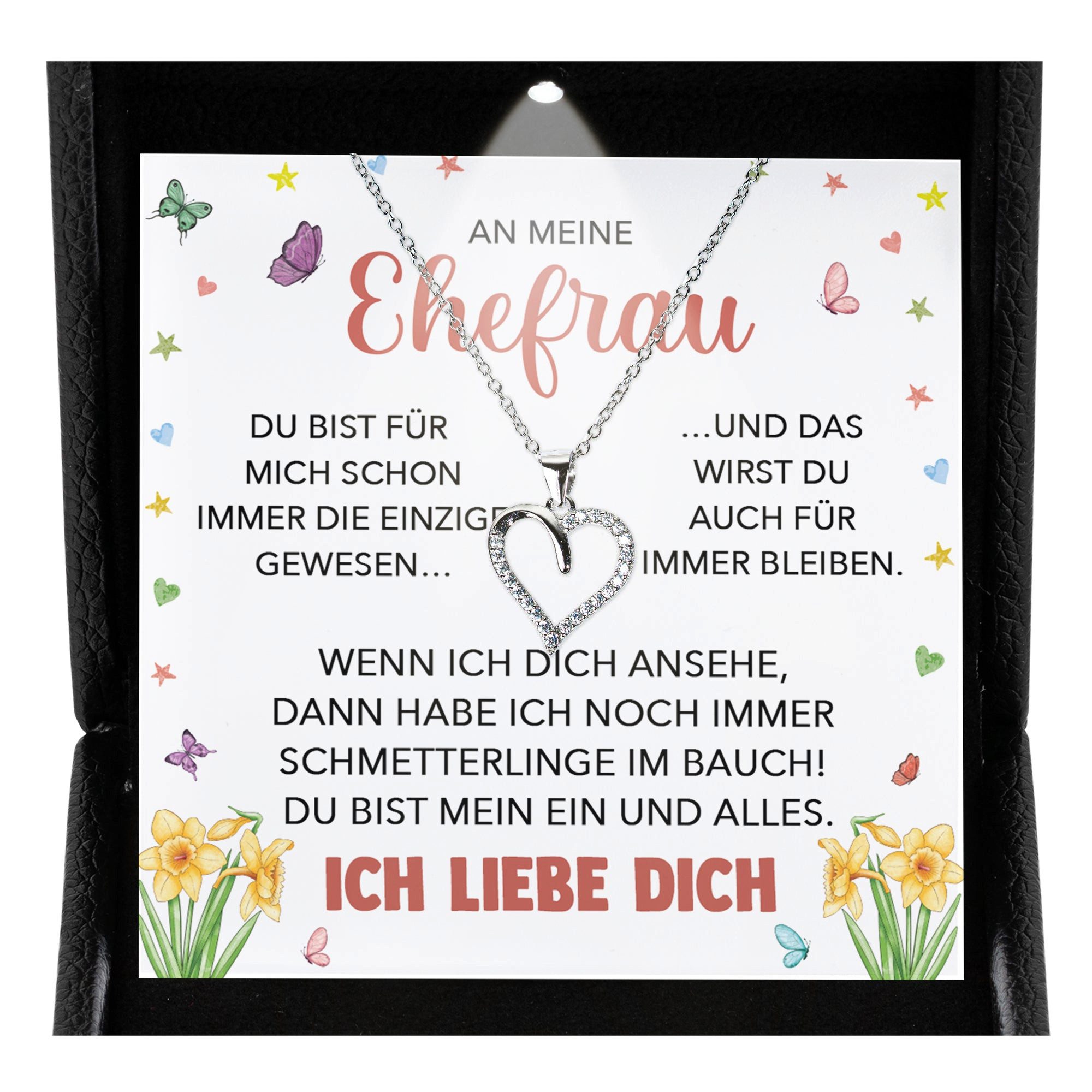 Valentinstagsgeschenk 22Feels Schmuckset Hochzeitstag Geschenk Ehefrau Ich Liebe Dich Kette Herz Frauen Damen (inkl. Geschenktasche, Karte, Poliertuch