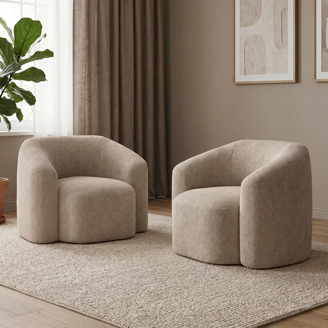 skølm Relaxsessel Gjöll aus Teddy-Bouclé mit Armlehnen (beige), gepolsterter Fernsehsessel, vakuumverpackt, gepolstert, ohne Aufbau