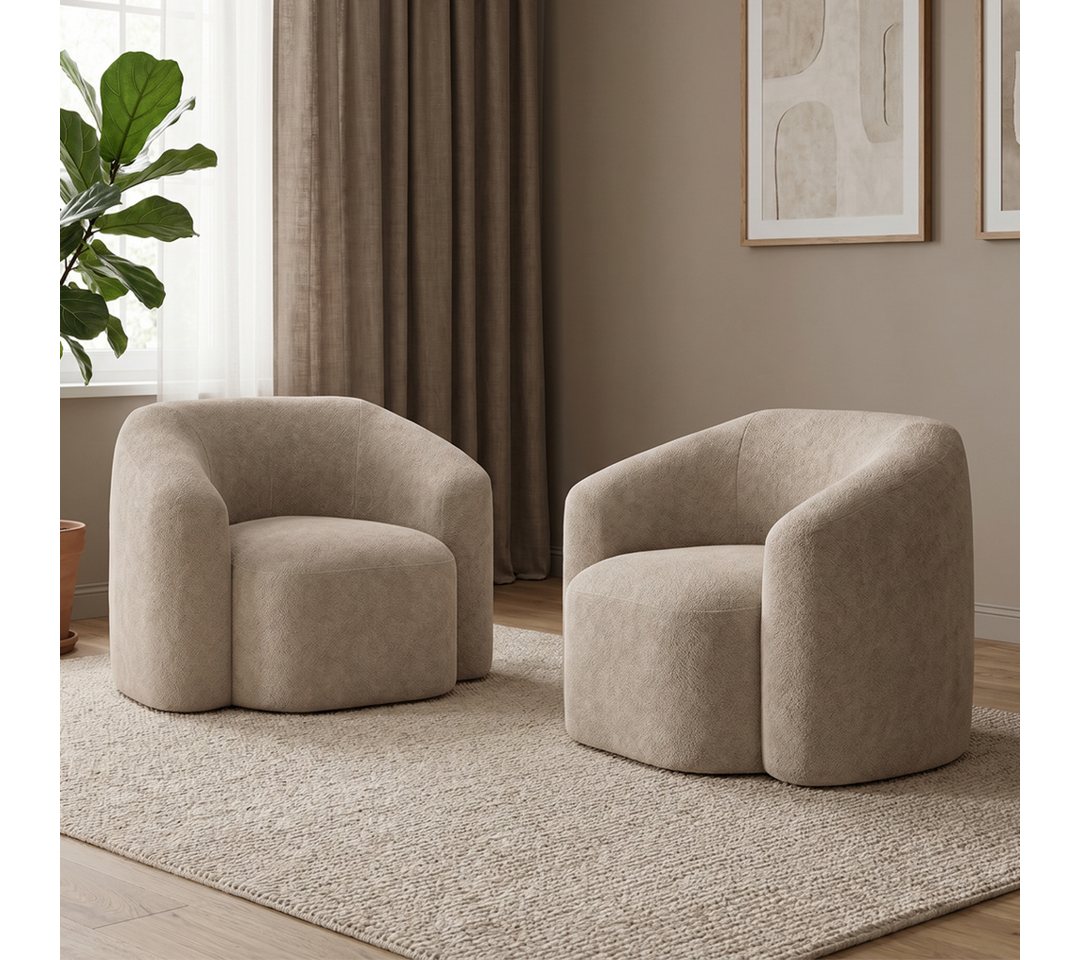 skølm Relaxsessel Gjöll aus Teddy-Bouclé mit Armlehnen (beige), gepolsterter Fernsehsessel, vakuumverpackt, gepolstert, ohne Aufbau
