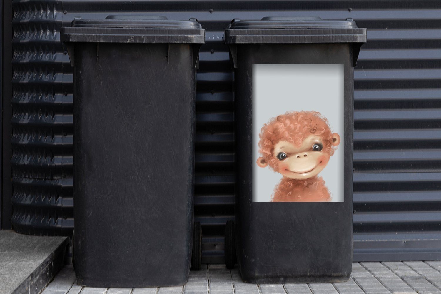- MuchoWow Container, - Abfalbehälter Tier Kinder (1 Mülltonne, St), Sticker, Affe Mülleimer-aufkleber, Wandsticker