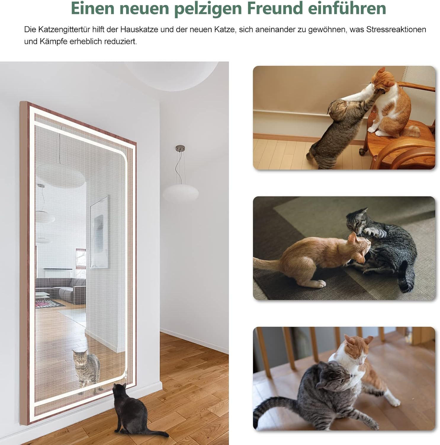 Ledander Insektenschutz-Tür Katzengittertür, verstärkte Maschendrahtgittertür – Bild 3 von 5