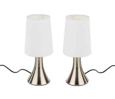 Spetebo Tischleuchte LED Touchlampe 2er Set in weiß - 30 x 12 cm, 3 Helligkeitsstufen, E14, wählbar, Tischlampe in weiß mit 3 Helligkeiststufen