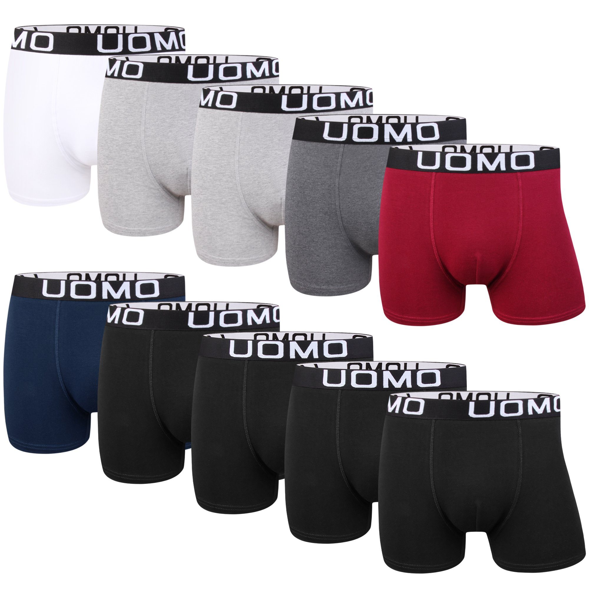 L&K Boxershorts 1116 (10er-Pack) Herren Boxershorts aus Baumwolle verschienden Farben Set-E