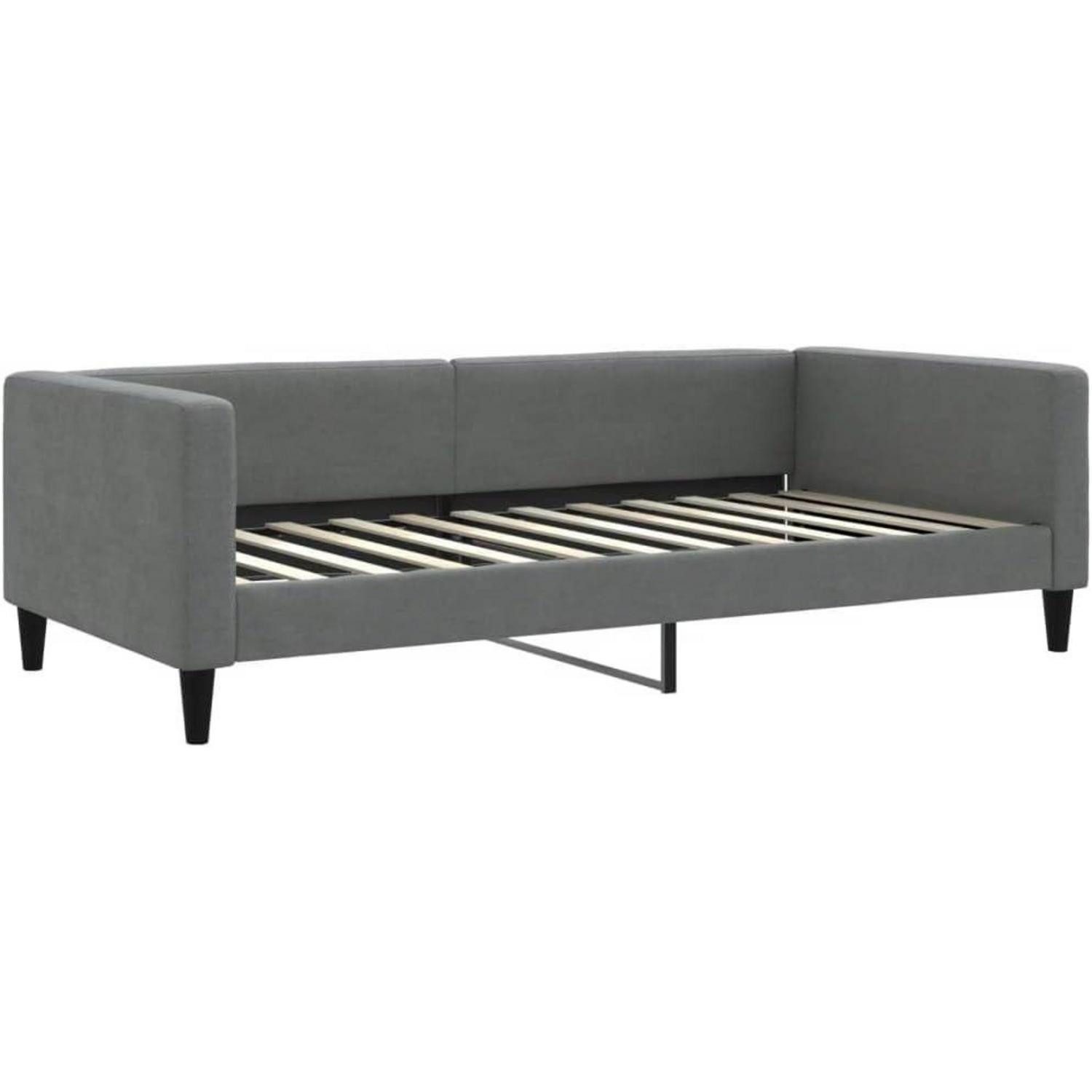LuxusKollektion Schlafsofa Sofabett umwandelbar Stoff 2 Sitzer 100 x 200 ohne Matratze Dunkelgrau