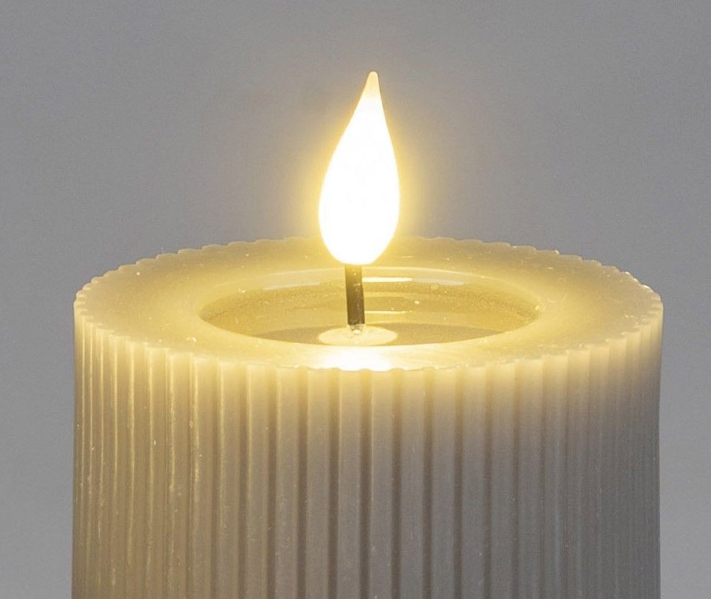 formano LED-Kerze Streifen, Mit Timerfunktion, Grau, Motiv: Rillen günstig online kaufen