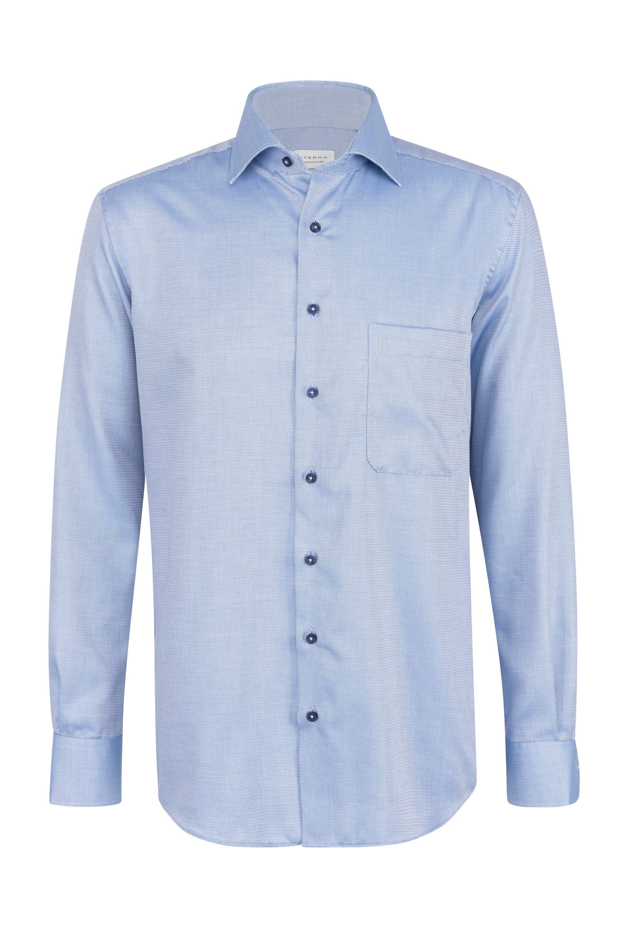 Eterna Businesshemd ETERNA COMFORT FIT Langarm Hemd blau strukturiert 3475-14-E19K