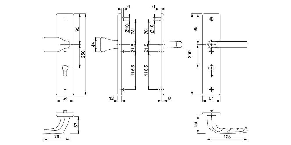 67-72 Türbeschlag mm Schutzgarnitur mm 92 Birmingham F2 Aluminium HOPPE 78G/2221A/2440/1117