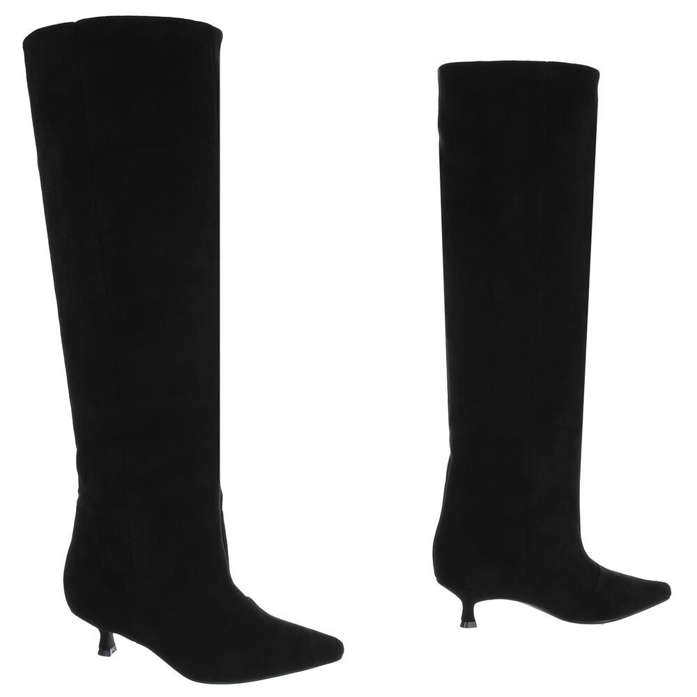 Ital-Design Elegante Damenstiefel mit schmaler Schuhspitze für Herbst/Winter Overkneestiefel (90851698) Pfennig-/Stilettoabsatz Stiefel in Schwarz – Bild 4 von 5