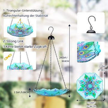 AFirst Vogeltränke Hängende Vogeltränke aus Glas, um mehr Vögel zum Baden anzulocken und dem Garten Farbe zu verleihen