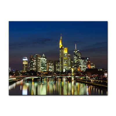 Bilderdepot24 Leinwandbild Frankfurt Skyline bei Nacht - Deutschland, Städte