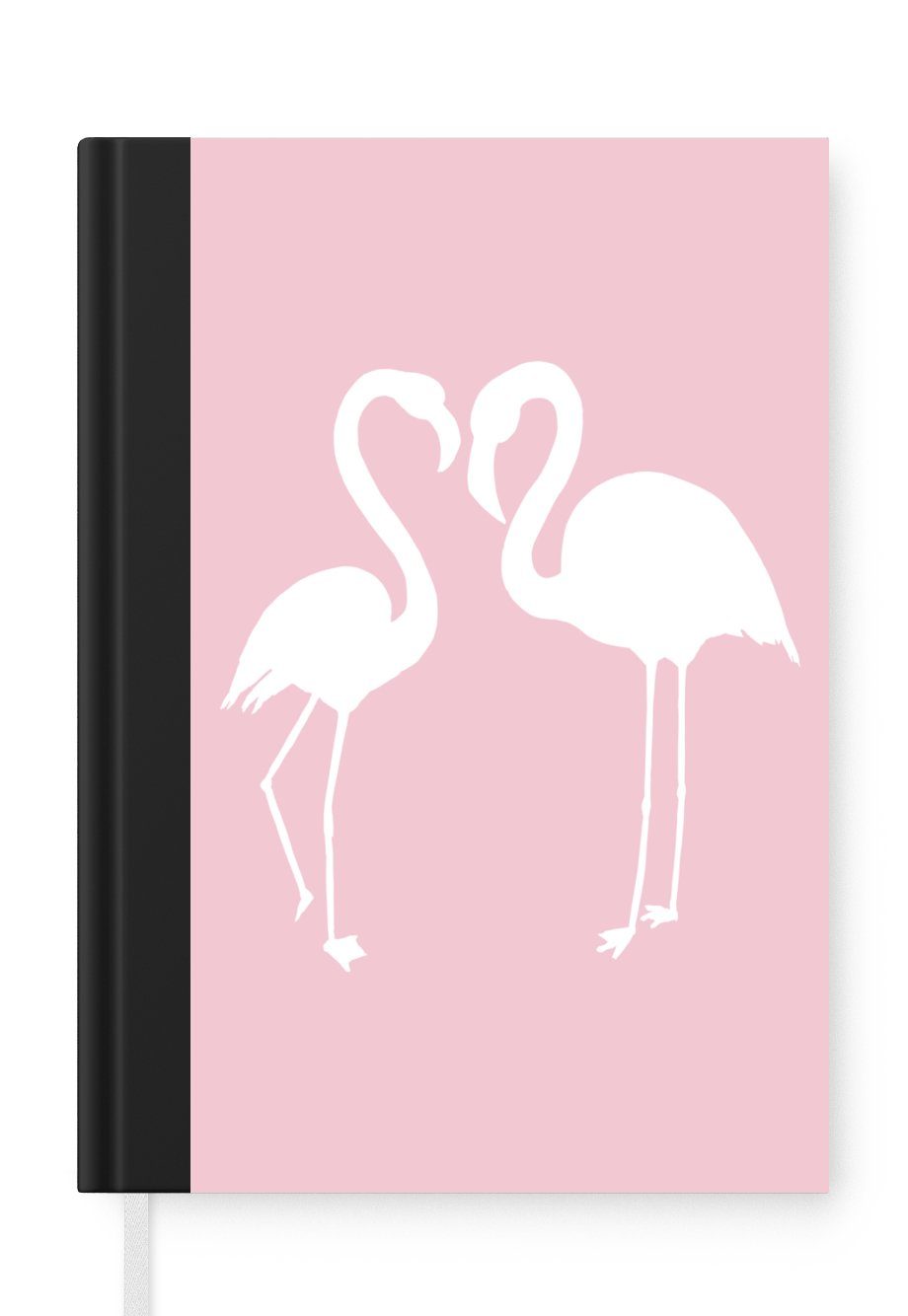 MuchoWow Notizbuch Rosa - Herz - Flamingo, Journal, Merkzettel, Tagebuch, Notizheft, A5, 98 Seiten, Haushaltsbuch