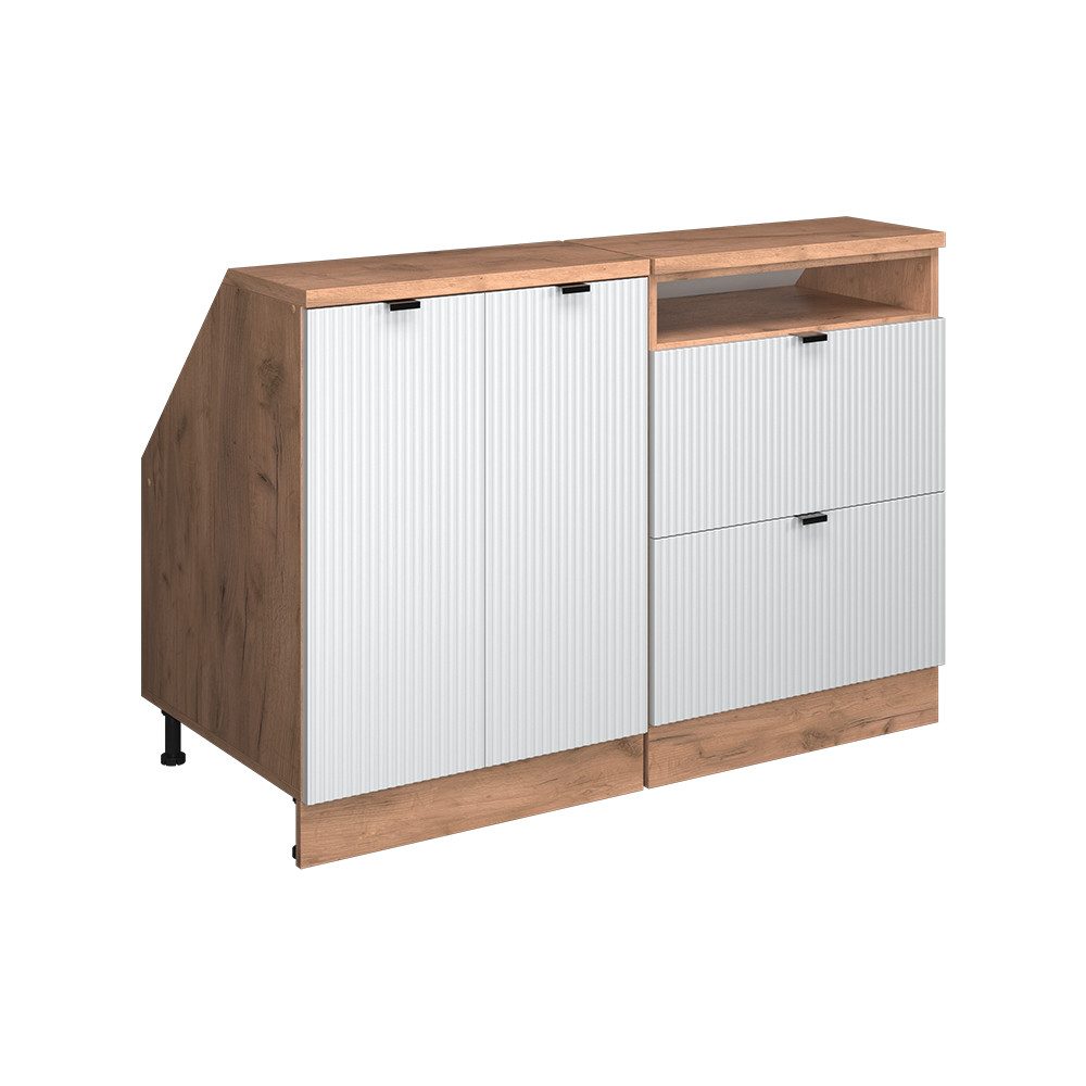 Vicco Unterschrank R-Line, Weiß Riffel/Goldkraft Eiche, 120 cm 2er Set Schrankkorpuss... (2-St)
