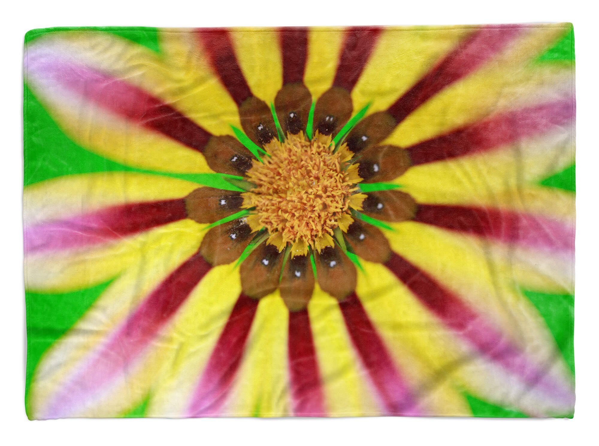 Blüte (1-St), Kuscheldecke Saunatuch Handtücher Sinus Fotomotiv Baumwolle-Polyester-Mix Nahaufnahme, Strandhandtuch Handtuch Handtuch mit Art