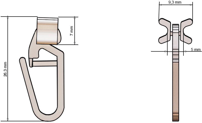 Gardinengleiter, indeko, Innenlaufsysteme, (Set, 100-St), X-Gleiter mit Faltenleghaken