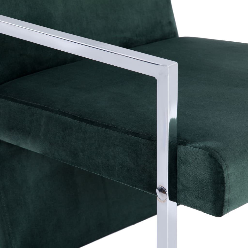 Samt vidaXL verchromten Dunkelgrün (1-St) Füßen Sessel Sessel mit