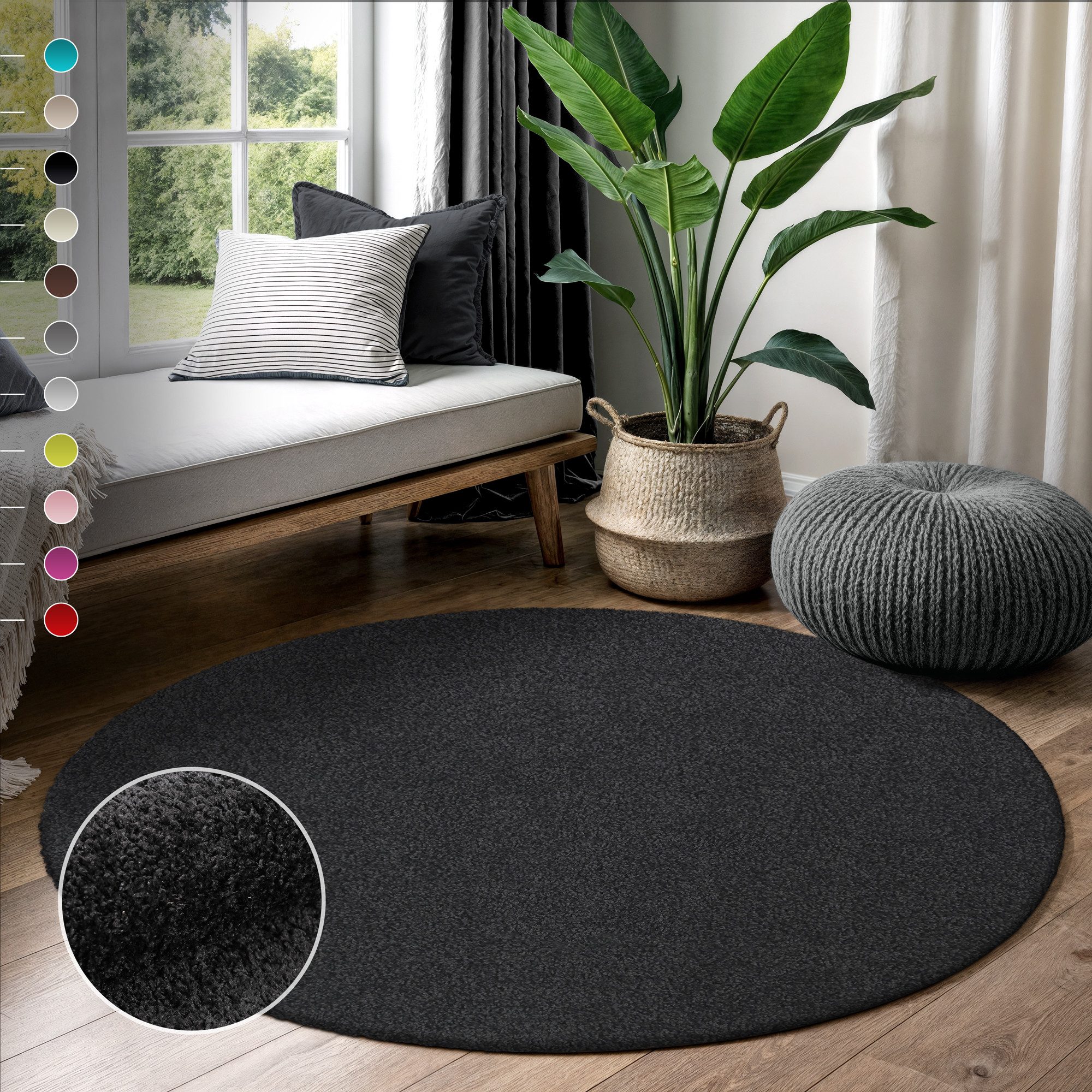 Sanat Hochflor-Teppich LOCA, auch als Läufer und in Rund, rund, Höhe: 30 mm, Wohnzimmer, Langflor, Shaggy, Schlafzimmer